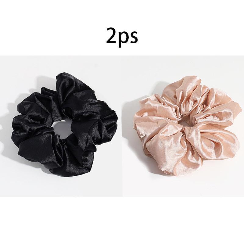 2ps Silk Solid Hair Scrunchies Ponytail Holders