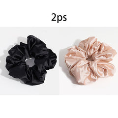 2ps Silk Solid Hair Scrunchies Ponytail Holders