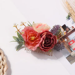 Simulation Flower Decor Hair Comb Hair Pin Sweet Hair Clip for Party Wedding