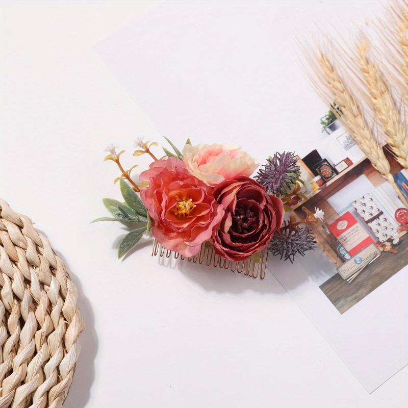 Simulation Flower Decor Hair Comb Hair Pin Sweet Hair Clip for Party Wedding