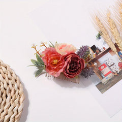 Simulation Flower Decor Hair Comb Hair Pin Sweet Hair Clip for Party Wedding