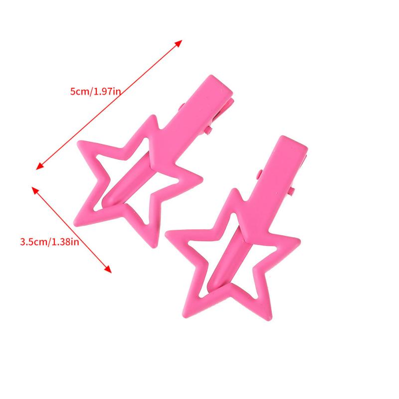 2pcs Y2K Solid Star Hair Clip Women Alloy Barrette Decoration