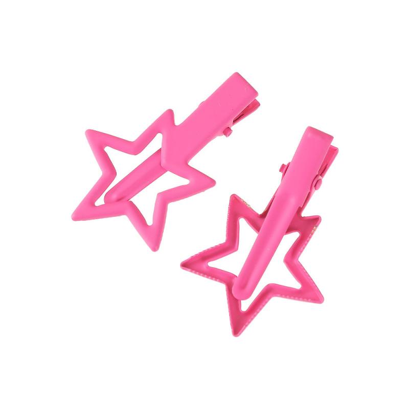 2pcs Y2K Solid Star Hair Clip Women Alloy Barrette Decoration