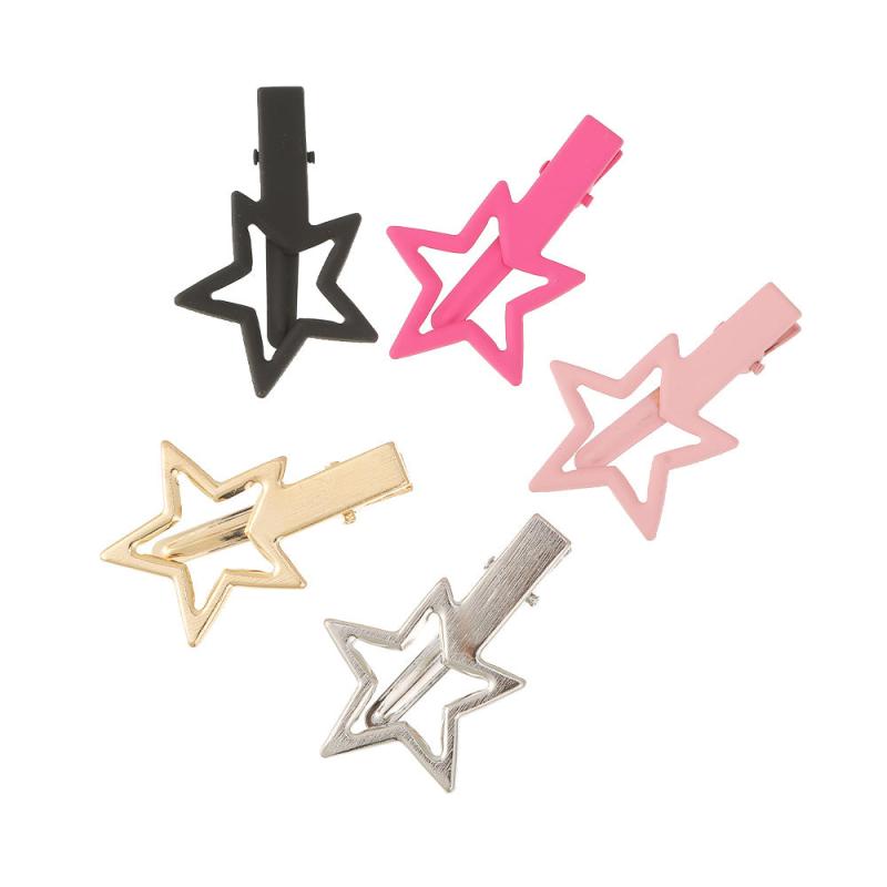 2pcs Y2K Solid Star Hair Clip Women Alloy Barrette Decoration