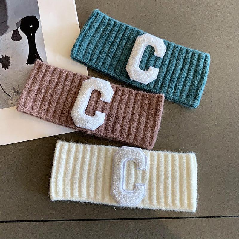 Knit Headbands Winter Ear Warmers Letter Printed Elastic Hair Band Accessories