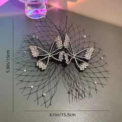 Vintage Crystal Butterfly Hair Clips Rhinestone Hairpins Barrettes