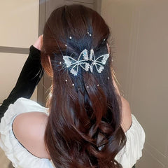 Vintage Crystal Butterfly Hair Clips Rhinestone Hairpins Barrettes