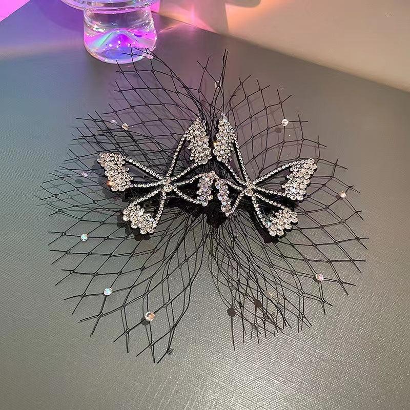 Vintage Crystal Butterfly Hair Clips Rhinestone Hairpins Barrettes