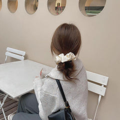 Solid Floral Scrunchie Ponytail Holder Elastic Hair Tie