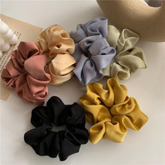 Solid Floral Scrunchie Ponytail Holder Elastic Hair Tie