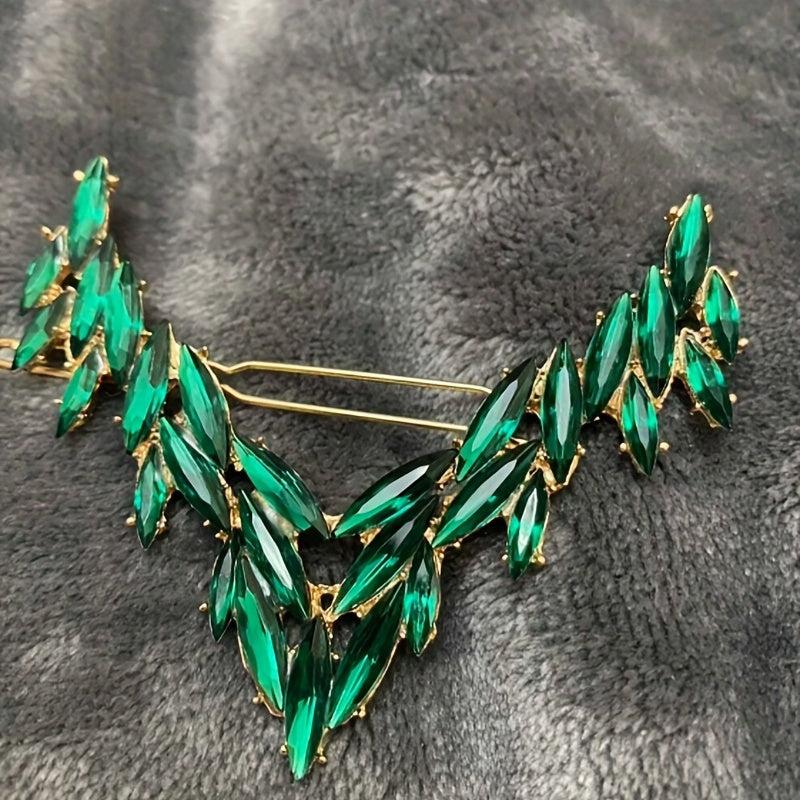 V Shaped Rhinestone Barrette Glitter Hair Clip
