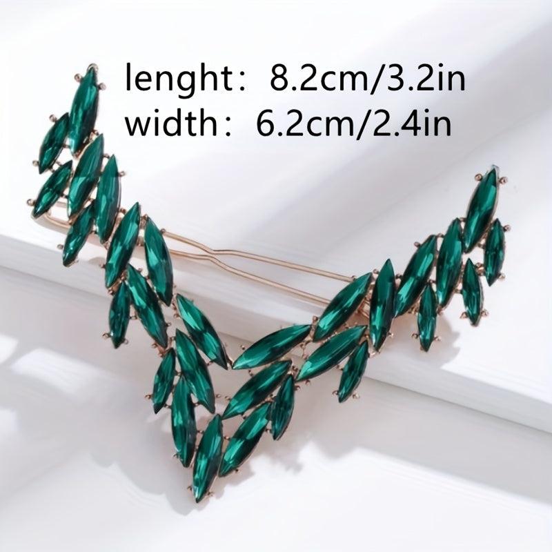 V Shaped Rhinestone Barrette Glitter Hair Clip