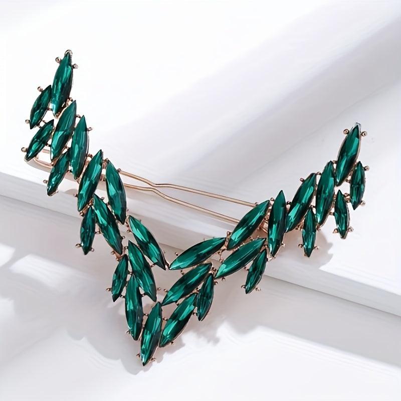 V Shaped Rhinestone Barrette Glitter Hair Clip