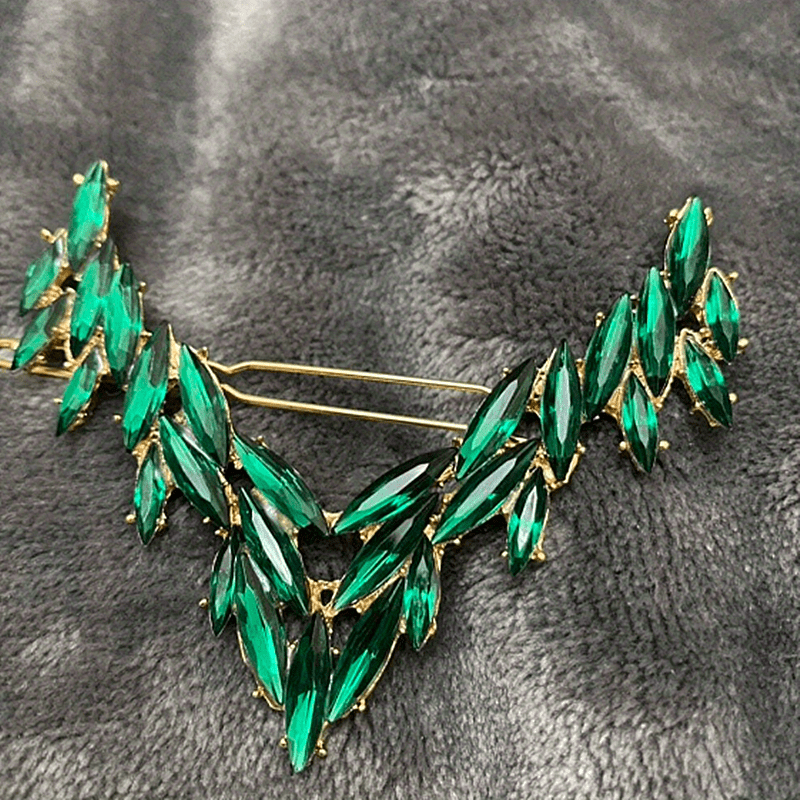 V Shaped Rhinestone Barrette Glitter Hair Clip