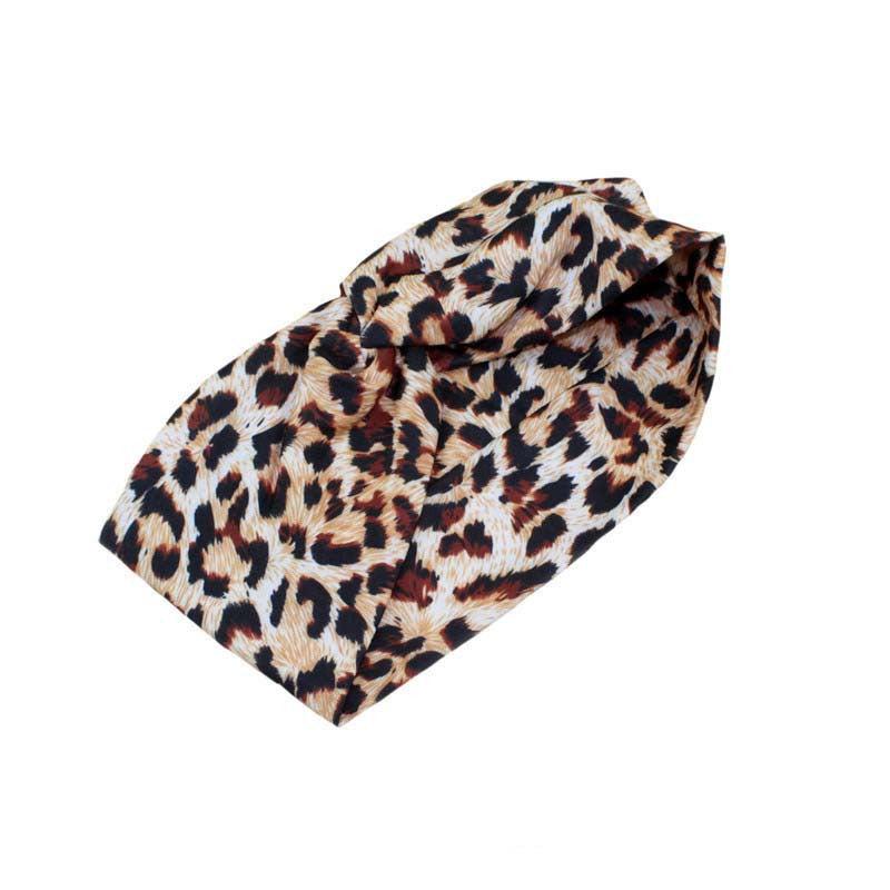 Leopard Pattern Headband Vintage Knotted Turban For Women Girls