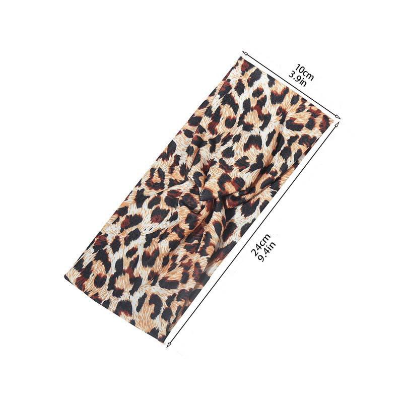 Leopard Pattern Headband Vintage Knotted Turban For Women Girls