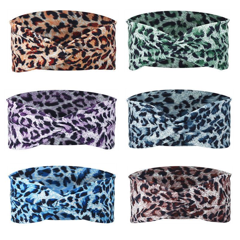 Leopard Pattern Headband Vintage Knotted Turban For Women Girls
