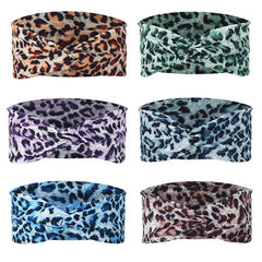 Leopard Pattern Headband Vintage Knotted Turban For Women Girls