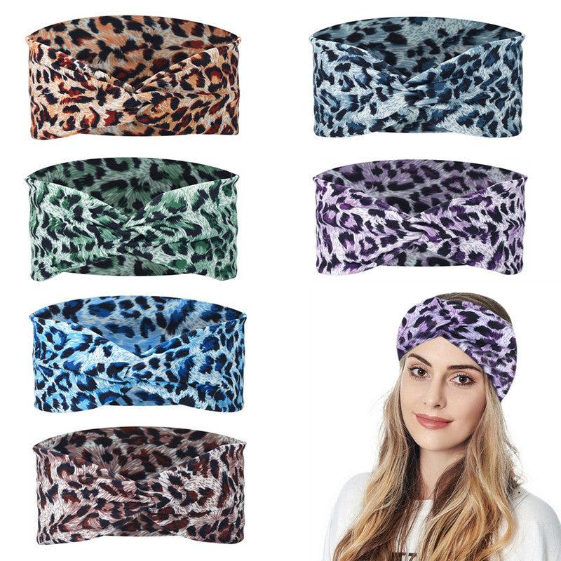 Leopard Pattern Headband Vintage Knotted Turban For Women Girls
