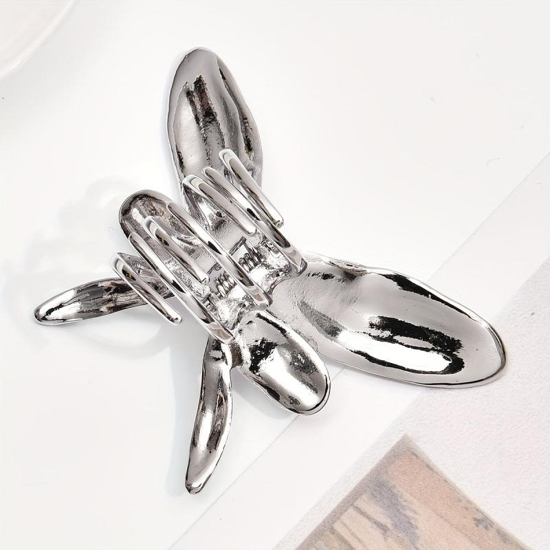 Liquid Metal Butterfly Hair Claw for Women