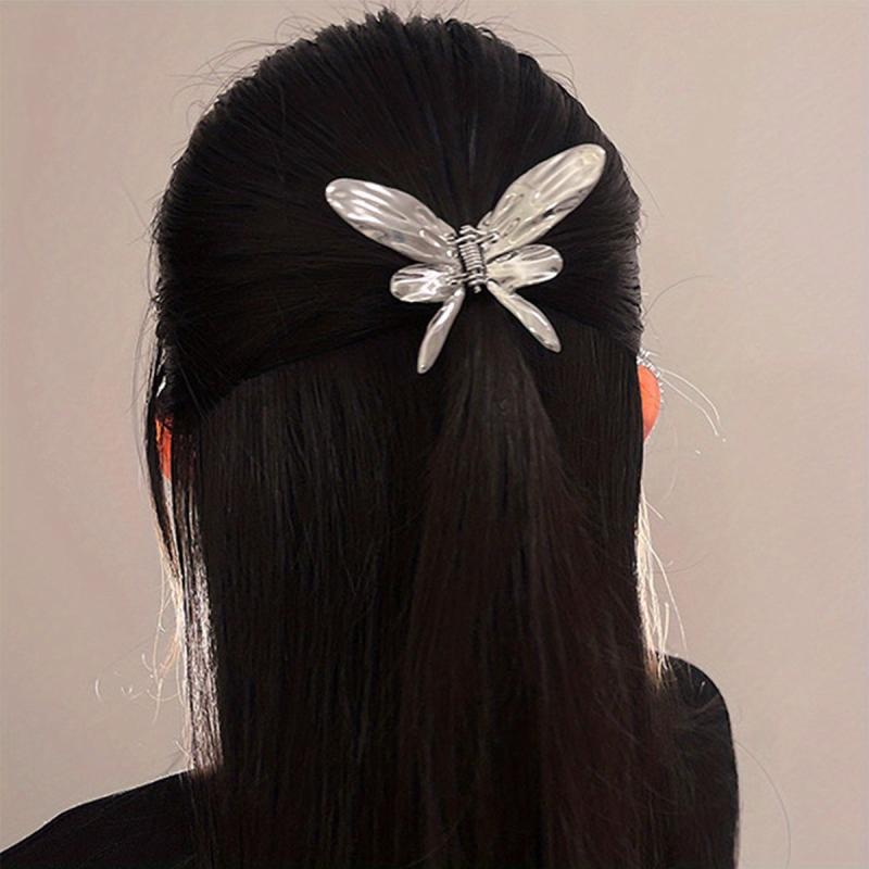 Liquid Metal Butterfly Hair Claw for Women