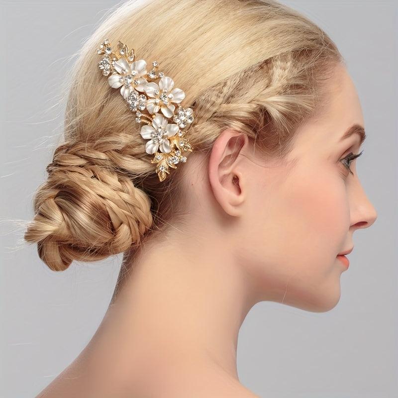 Rhinestone Flower Hair Comb Bridal Hair Accessories