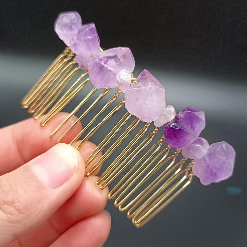 Amethyst Pearl Hair Comb Clip Headwear Accessories for Women