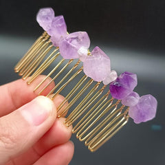 Amethyst Pearl Hair Comb Clip Headwear Accessories for Women