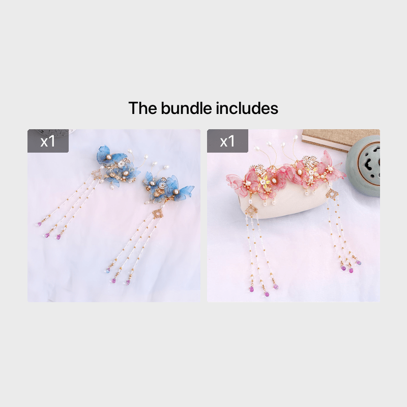 Butterfly Tassel Hanfu Headdress Wedding Accessories