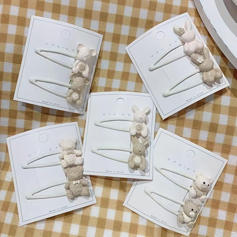 Cute Cartoon Snap Clip Beige Brown Hair Clip for Women Girls