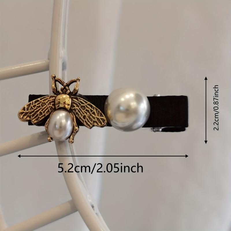 Vintage Bee Hair Clip with Faux Pearl Accent