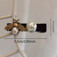 Vintage Bee Hair Clip with Faux Pearl Accent