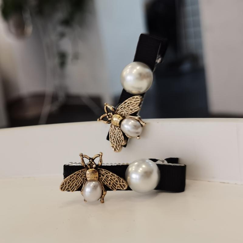 Vintage Bee Hair Clip with Faux Pearl Accent