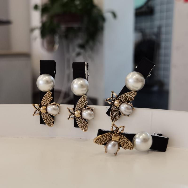 Vintage Bee Hair Clip with Faux Pearl Accent