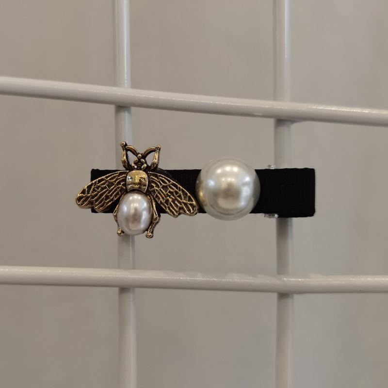 Vintage Bee Hair Clip with Faux Pearl Accent