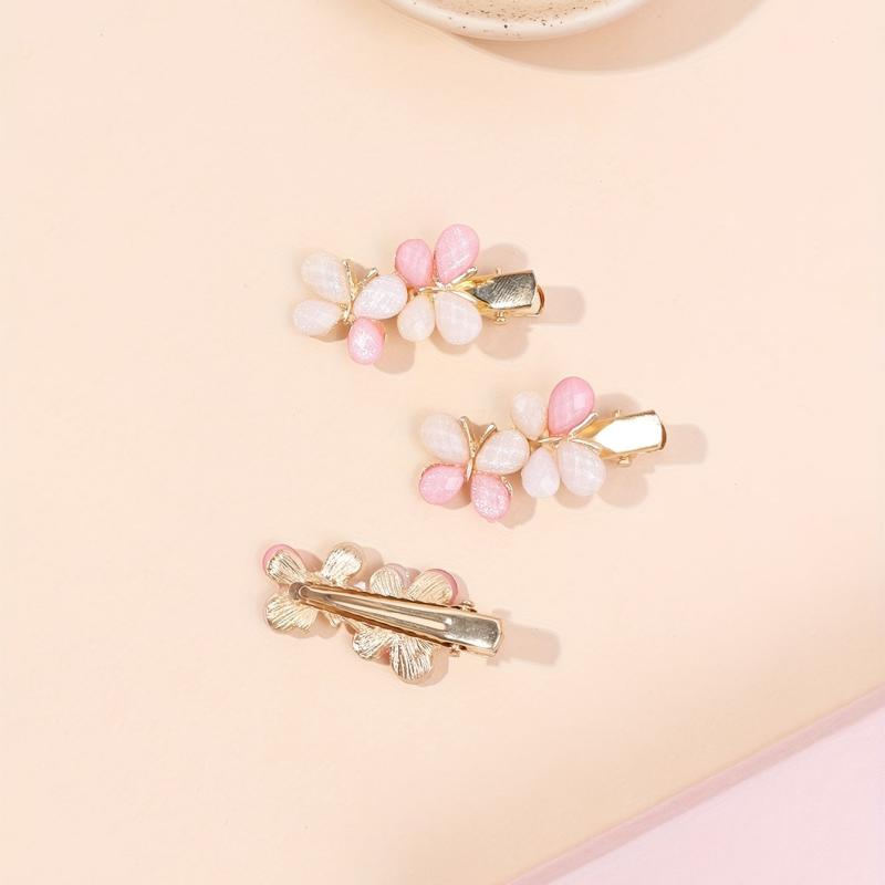 3pcs Butterfly Hair Clip Alloy Duck Billed Clip Sweet Hair Clip