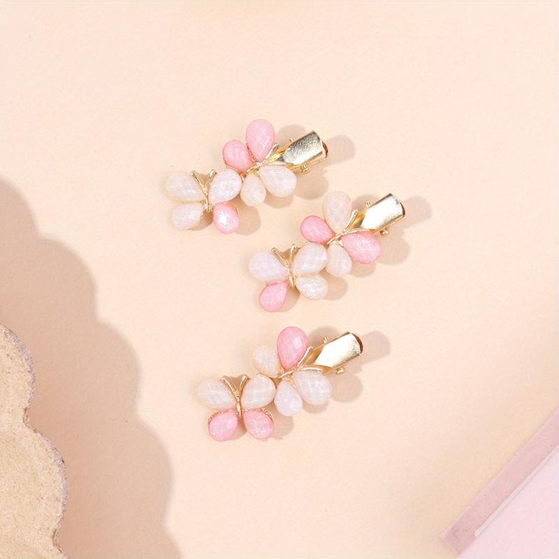 3pcs Butterfly Hair Clip Alloy Duck Billed Clip Sweet Hair Clip