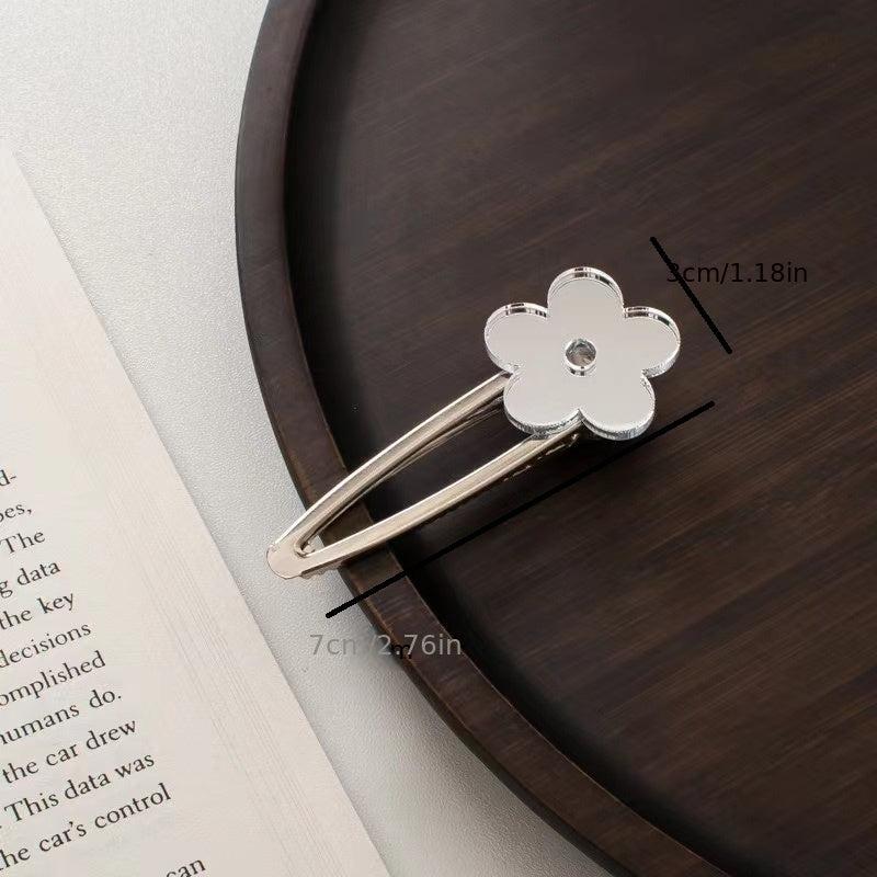 Silvery Flower Hair Clip Sweet Duck Billed Clip For Hair Bang Braids