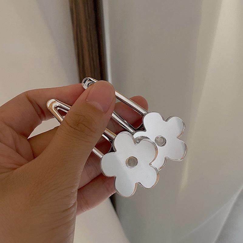 Silvery Flower Hair Clip Sweet Duck Billed Clip For Hair Bang Braids
