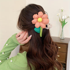 Cartoon Flower Hair Claw Ponytail Holder for Women Girls