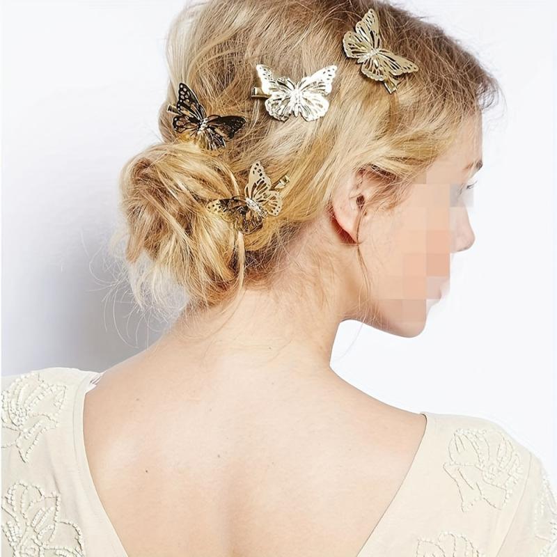12pcs Metal Butterfly Hair Clip Hair Accessories For Women