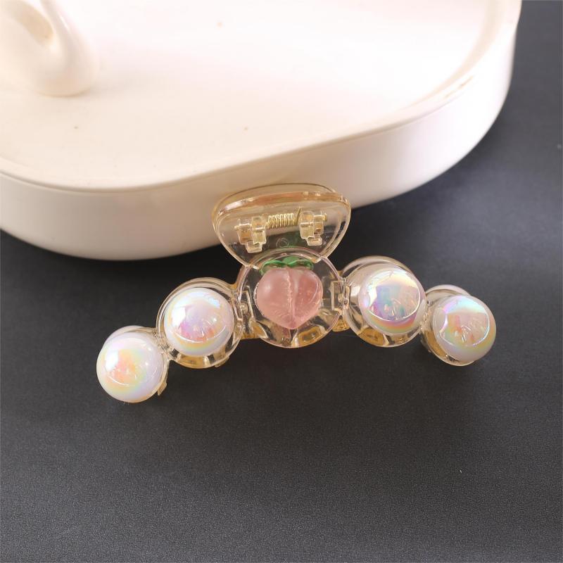 Faux Pearl Hair Claw Transparent Shark Claw Ponytail Holder Hair Accessories