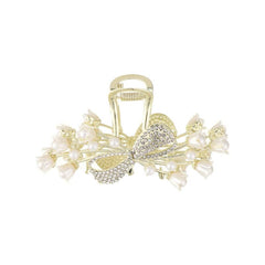 Japanese Temperament Lily Orchid Flower Hair Catch Rhinestone Hairpin