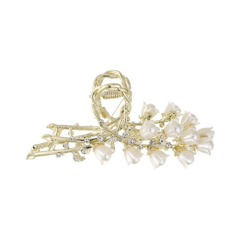 Japanese Temperament Lily Orchid Flower Hair Catch Rhinestone Hairpin