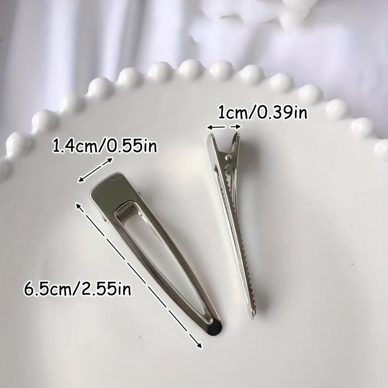 5pcs Silvery Hair Clip Duck Billed Clip For Side Hair Bang Women Girls