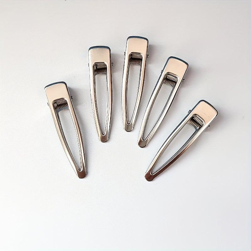 5pcs Silvery Hair Clip Duck Billed Clip For Side Hair Bang Women Girls