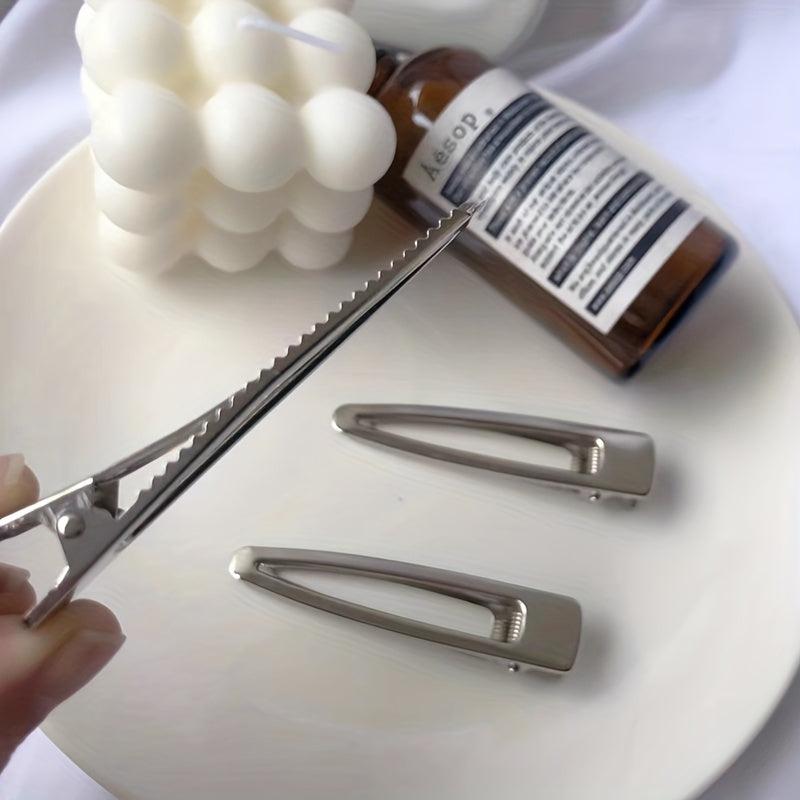 5pcs Silvery Hair Clip Duck Billed Clip For Side Hair Bang Women Girls