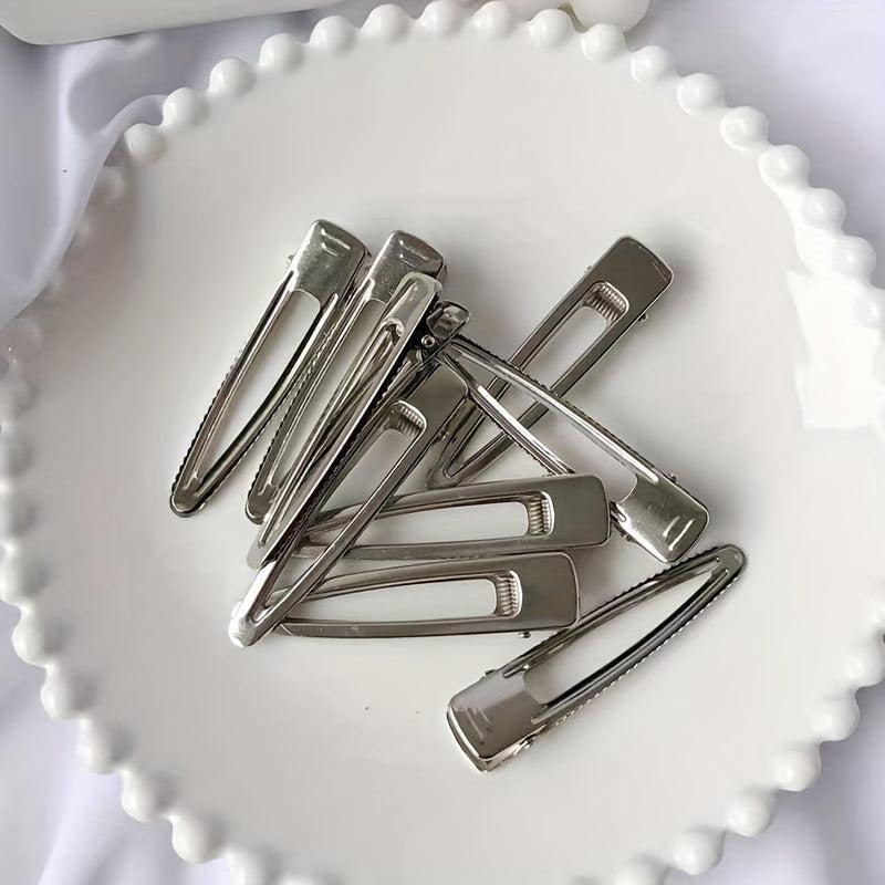 5pcs Silvery Hair Clip Duck Billed Clip For Side Hair Bang Women Girls