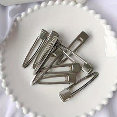 5pcs Silvery Hair Clip Duck Billed Clip For Side Hair Bang Women Girls