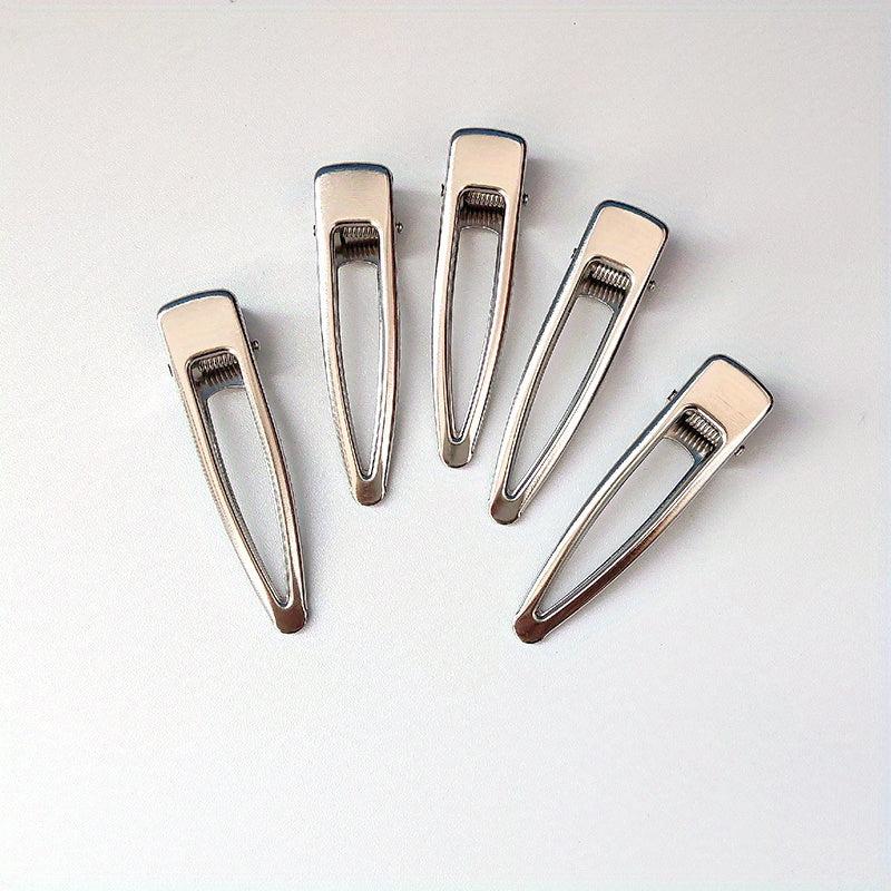 5pcs Silvery Hair Clip Duck Billed Clip For Side Hair Bang Women Girls